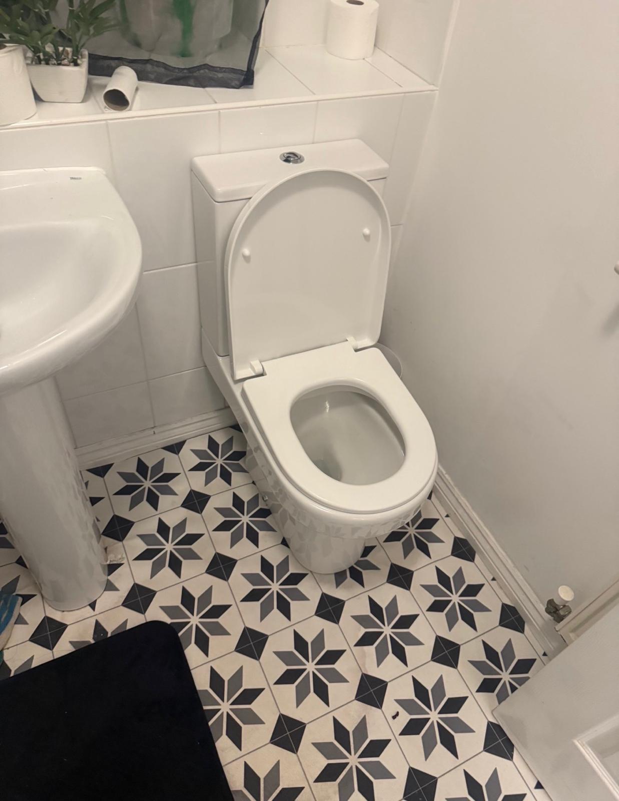 Close coupled WC and pedestal basin installed by Semico Plumbers